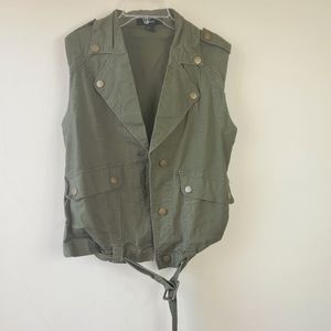 F21 Army Green Military Biker Style Vest Jacket
